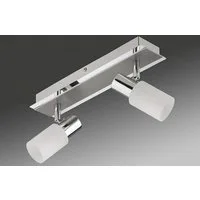TRANGO LED Deckenstrahler, 2-flammig 2007-28 LED Deckenleuchte Chrom-Optik & Aluminium gebürstet Serie GRACE inkl. 2x G9 LED Leuchtmittel 3.000K warmweiße Lichtfarbe Badleuchte, Flurleuchte, Küchenleuchte, Schwenkbare Deckenspots, Kronleuchter
