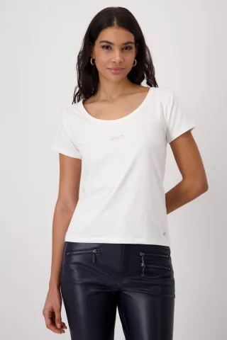 monari - T-Shirt mit Schmuckschrift off-white - Gr. - 40