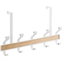 mDesign Aufbewahrungssystem mDesign Hakenleiste Türgarderobe Garderobenhaken Metall Weiß Holzdek
