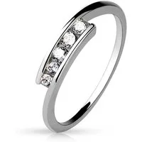 BUNGSA Fingerring 49 (15.6) Frauenring Zirkonia Stein Kristallring silber (Ring, 1-tlg), Damen Herren