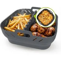 GOURMETmaxx Backform Silikonform Heißluftfritteuse ab 4 L - Airfryer Zubehör mit Trennwand, (1-tlg), Heißluftfritteuse Zubehör Silikon Backform, kreieren, garen, servieren