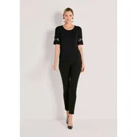 MADELEINE Kurzarmshirt Sommerliches Shirt mit Spitzendetail Uni-Design, runder Ausschnitt, ohne Verschluss