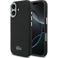 Lacoste Handyhülle iPhone 17 Kunstleder schwarz Logo Krokodil Magsafe 6,3 Zoll, Kantenschutz