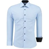 J'S FASHION Businesshemd JS12105 Slim Fit Langarm Herren Hemd mit farblich abgesetzten Elementen, Langarm Kentkragen Uni