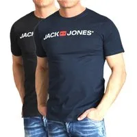 Jack & Jones T-Shirt Bequemes Logo-Shirt mit Printdruck (2er-Pack)