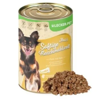 Lyra Pet Lecker.Pet Josie's Saftige Fleischmahlzeit Sensitiv mit Pute & Reis Hundefutter Nassfutter 400 g