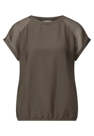 Street One - Blusenshirt mit Meshdetail braun - Gr. - 34