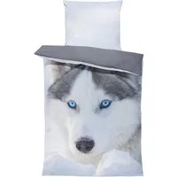 One Home Bettwäsche Husky, Mikrofaser, 4 teilig, Schnee Hunde Wendebettwäsche