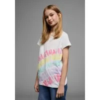 KIDSWORLD T-Shirt Shirt mit Regenbogen-Print Kurzarm, hüftlang geschnitten, bedruckt, Rundhals-Ausschnitt