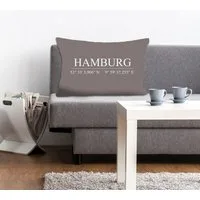 queence Dekokissen Hamburg, Kissenhülle,Hamburg Schriftzug,Koordinaten,Stadtmotiv,Urban,Maritim