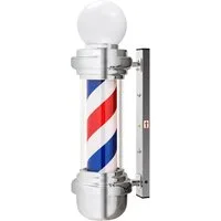 Barberpub Außen-Stehlampe Barberpub Barber-Pole Barbierstab L018B, LED wechselbar, mit LED-Kugelleuchte Saloneinrichtung