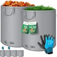KESSER Gartensack, 500 l, (4-tlg), Gartensack Set Laubsack Gartenabfallsack inkl. Handschuhe