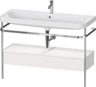 Duravit Happy D.2 Plus c-shaped Set mit Metallkonsole und Schubkasten Nordic Weiß Seidenmatt 1175x49 HP4844O39390000