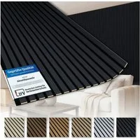 AKUSTIKO Wanddekoobjekt AK04 (Lamella Akustikpaneele 4 Stück 280x60cm - flexible Filz MDF Wandpaneele fugenlos - überlappende Holz Lamellenwand, TV Rückwand - Akustik Wandverkleidung von HEXIM (6.72m² Anthracite Ash)
