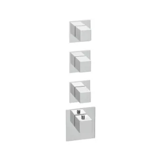 Herzbach Logic XL Fertigmontageset 11.523010.2.01 Universal-Thermostat-Modul, 4 eckige Armaturenblende, chrom