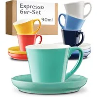 Cosumy Espressotasse Espressotassen Set 6er mit Untertassen - Keramik Mokkatassen - 70ml, 12-tlg., Keramik, 70ml