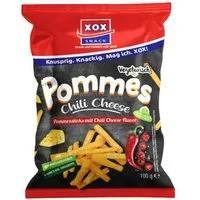 XOX Knabberei, XOX Pommes Chili Cheese Maissnack mit pikanter Gewürzmischung 100g