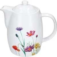MamboCat Kanne Kanne Marie 850ml mit Deckel Porzellan für Tee & Kaffee Blumenwiese