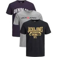 Jack & Jones Print-Shirt Bequemes Slimfit Shirt (Spar-Set, 3er-Pack) in Unifarbe mit Print