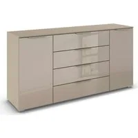 rauch Kombikommode Sideboard Schubkommode Kommode MONTCLAR Front Dekor/Hochglanz/Glas (Breite 160 / Höhe 81 cm, 2 Einlegeböden, inkl. Soft-Close-Funktion), 2-türig, 4 geräumige Schubladen, viele Griffvarianten MADE IN GERMANY