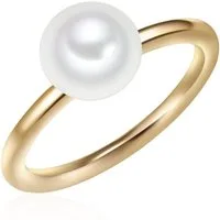 Valero Pearls Silberring gelbgold, mit Süßwasser-Zuchtperle