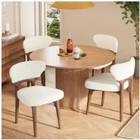 Odikalo Esszimmerstuhl Esszimmerstühle aus Massivholz mit Kissen und Rückenlehne (bequem und atmungsaktiv geeignet für Esszimmer Wohnzimmer Cafés moderner Stil Chenil Hellbeige)