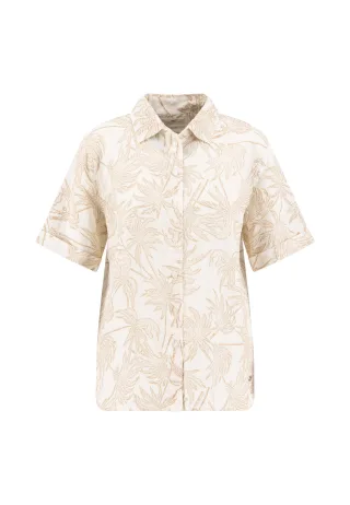 FYNCH-HATTON - BLOUSE 1/2 SLEEVE LINEN PALMS milk - Gr. - 38