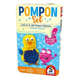 Schmidt Spiele 51602 Pompon Set Kreativspass in der Metalldose bunt