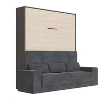 SMARTBett Schrankbett SMARTBett Schrankbett M1 140x200 Vertikal mit Sofa Anthrazit