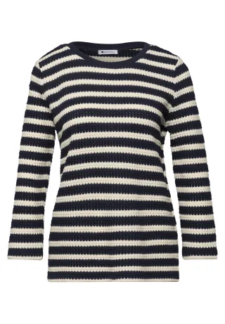 Street One - Gestreiftes Shirt shadowed navy - Gr. - 34
