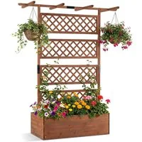 COSTWAY Blumenkasten (1 St), Pflanzkübel, Hochbeet mit Rankgitter & Dach, 100x55x183cm