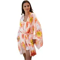 OH!ZUZA Kimono Damen Morgenmantel, kurz, Viskose, Gürtel, Viskosesatin