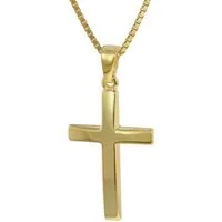 trendor Kette mit Anhänger Kreuz Anhänger Gold 333 (8 Karat) mit goldplattierter Kette