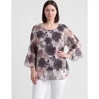 PEKIVESSA Tunika Elegante Chiffon-Kurztunika mit Blumenmuster