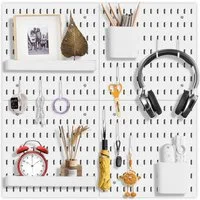 wohnTRAUM24 Werkzeughalter Stecktafel Set für Raumaufbewahrung, Organisation und Dekoration, Wand-Organizer Lochwand Set, Stecktafel mit Haken & Ablagen