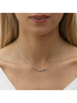 Zeeme Silber Halskette Silber 925 rhodiniert mit bunten Zirkonia-Steinen