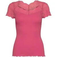 rosemunde Spitzenshirt Beatha Lace Capsleeve T-Shirt mit Seide wunderschöne elastisch weiche Vintage-Spitze an Ausschnitt und Ärmeln