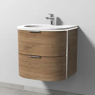 Sanipa 4balance Keramik-Set mit 2 Auszügen und LED-Beleuchtung, Eiche-Kansas, DG41159 DG41159