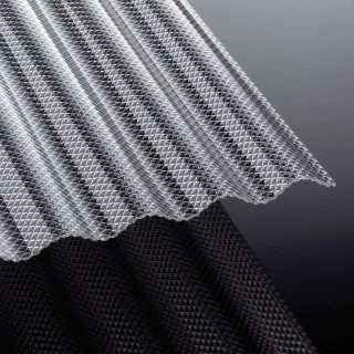 Polycarbonat Lichtplatte | Tejemacro | Wellplatte | 76/18 | 2,8 mm | Breite 1045 mm | wabenstruktur | glasklar