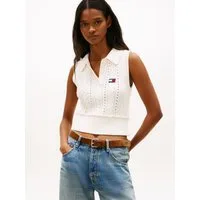 Tommy Jeans Pullunder TJW GMD CABLE POLO SWEATER mit Zopfmuster
