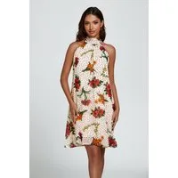 FS Collection Minikleid Damen Minikleid Neckholder Sommerkleid mit Bindeband (XS (EU:36 / UK:8) · S (EU:38 / UK:10) · M (EU:40 / UK:12) · L (EU:42 / UK:14) · XL (EU:44 / UK:16), 8 Farben) Neckholderdesign, Bindeband am Rücken, lockerer Fall, Allover-