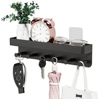 Refined Living Schlüsselbrett Schlüsselbrett mit Ablage,Selbstklebend Schlüsselhalter ohne Bohren, (Modern Schlüsselboard Schlusselhanger Schlüssel Aufbewahrung, 1 St., Schlüsselleiste Wandorganizer Hakenleiste mit 6 Haken), Schlüsselaufbewahrung,Hei