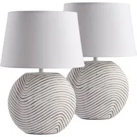 BRUBAKER Nachttischlampe 2er Set Tischlampe "Zen Garden", ohne Leuchtmittel, 2x moderne Nachttischlampen mit Keramikfuß - Tischlampen Set - Modern