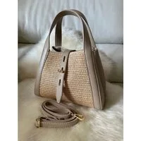 Goodman Design Handtasche Italienische Raffiatasche mit Echtleder Damen Umhängetasche, Handarbeit – jede Tasche ist ein Unikat