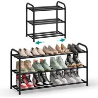SONGMICS Schuhregal Schuhregal ausziehbar, Schuhablage, Schuh-Organizer, Metall mit verstellbaren Ablagen, 2/3 Ebenen