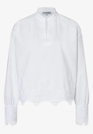 MORE & MORE - Bluse mit Spitzenbesatz weiß - Gr. - 40