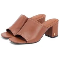 Tommy Hilfiger TH BLOCK HEEL MULE LTH Pantolette Sommerschuh, Businessschuh mit weicher Bandage