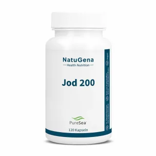 NatuGena Jod 200 | 120 Kapseln | 200 µg natürliches Jod pro Kapsel | aus BIO-Knotentang (PureSea® Natural) | bio | vegan