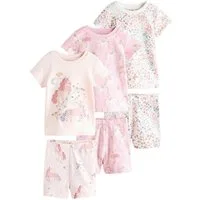 Next Pyjama Kurzer Pyjama 100 % Baumwolle, 3 Stk. (6 tlg)