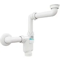 Aqua Bagno Siphon Flacher Raumsparsiphon für Waschbecken – G 1 1/4" 40mm, (Geruchsverschluss, 5-tlg., universell einsetzbar), mit Reinigungöffnung - platzsparende Lösung